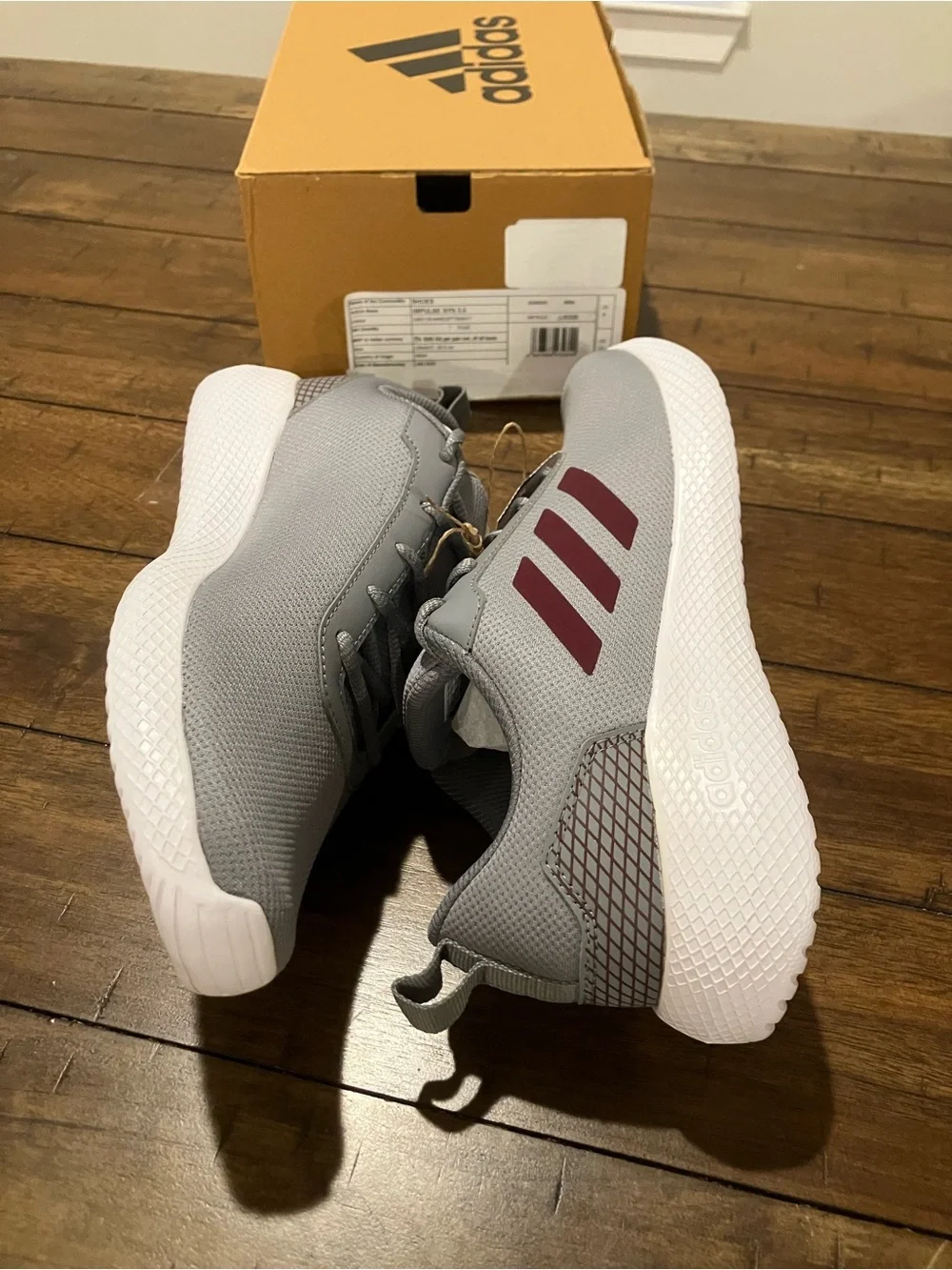 Men's Adidas Impulse Gray Athletic Sneakers with Maroon Stripes Sz 8.5